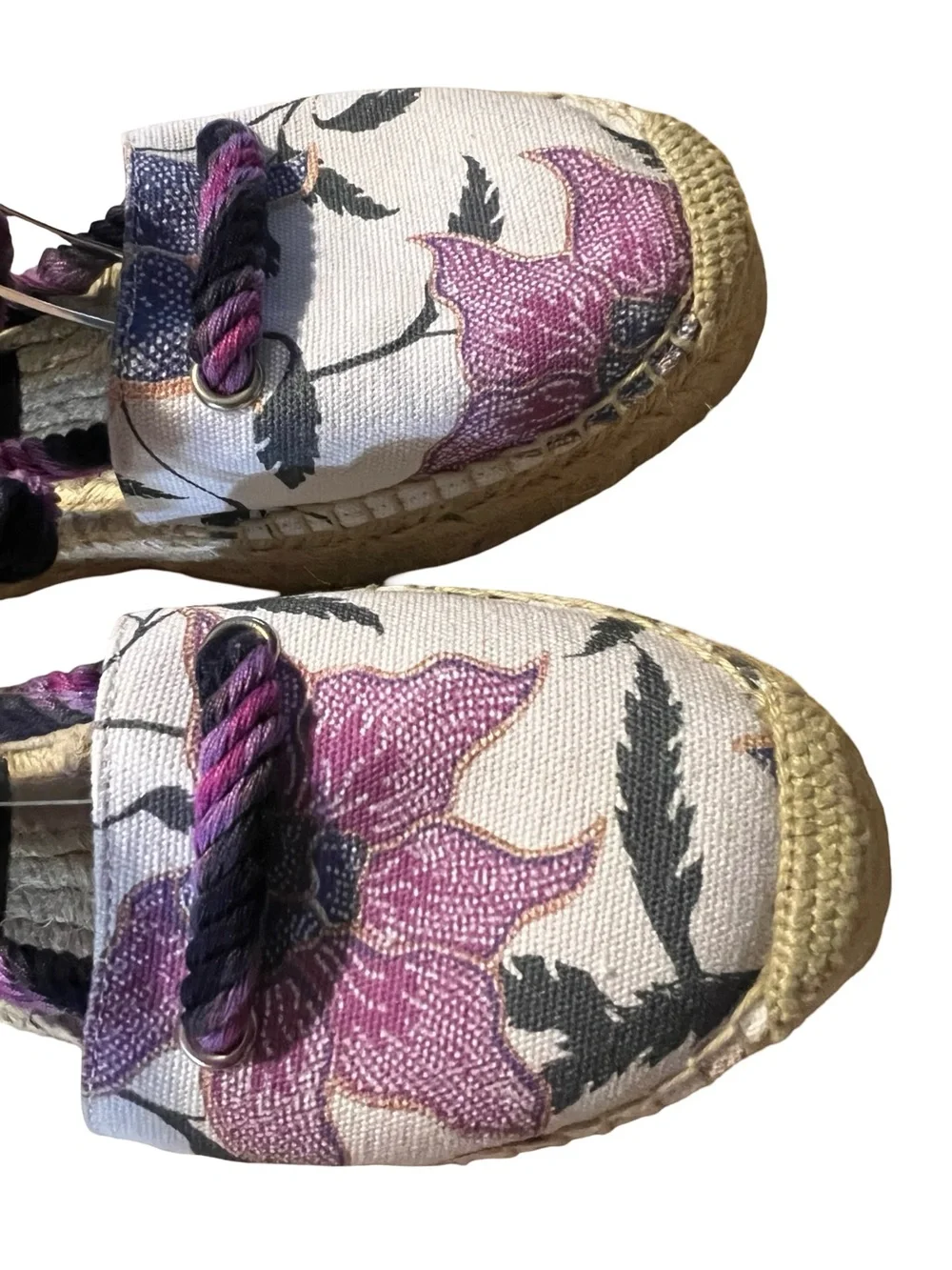 Isabel Marant Floral Canvas Espadrille Wedge Sandals - Pink/Black/Cream 38 7.5